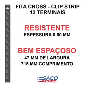 Fita Cross 12 Posições Para Ponto de Venda – Grosso 0,60 mm – Clip Strip – PDV
